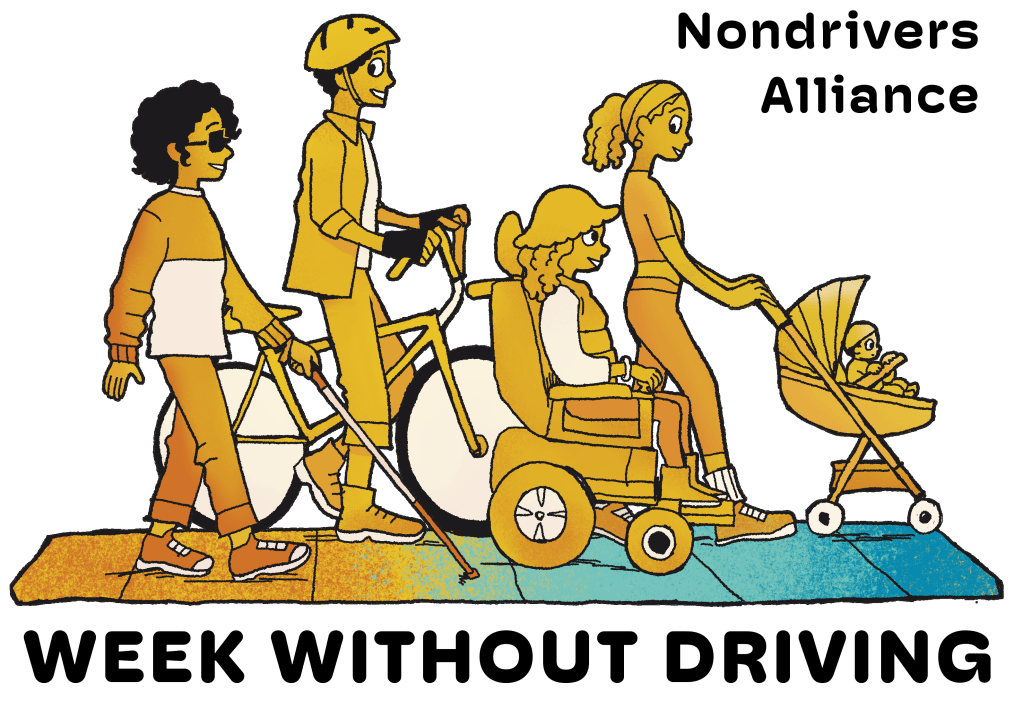 Week Without Driving art that shows group of people walking together